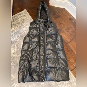 Love Token Faux Leather Long Vest